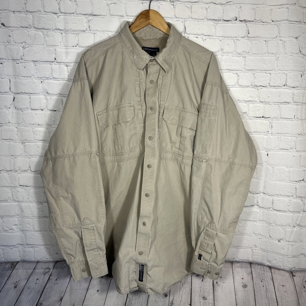 511 Tactical Shirt Men XXL Brown Long Sleeve Button Up Utility Work